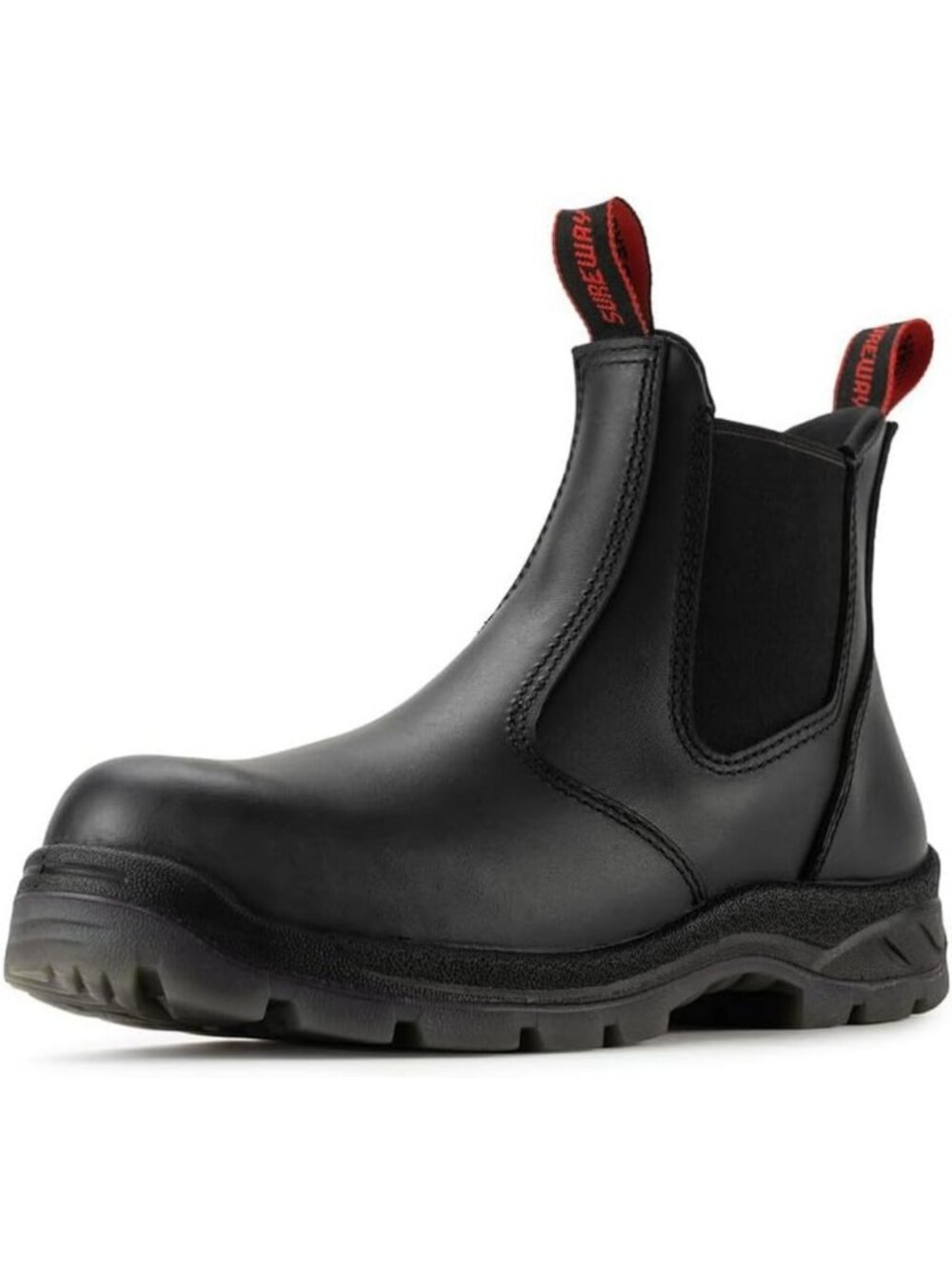 Men's Slip-On Work Boots - Full Grain Leather, Water & Slip Resistant, Safety